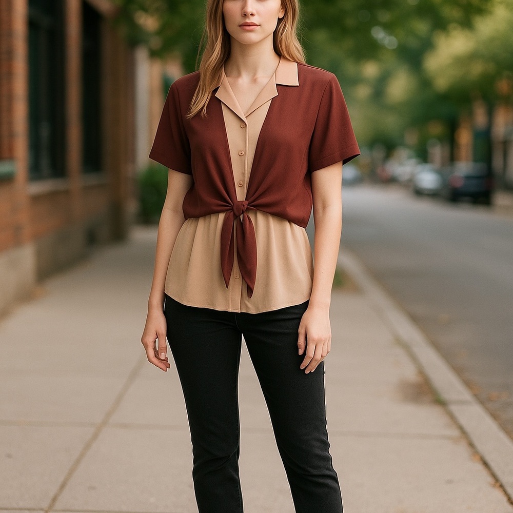 Apart Vintage Silk Pink‎ Two-Tone Women's Top
